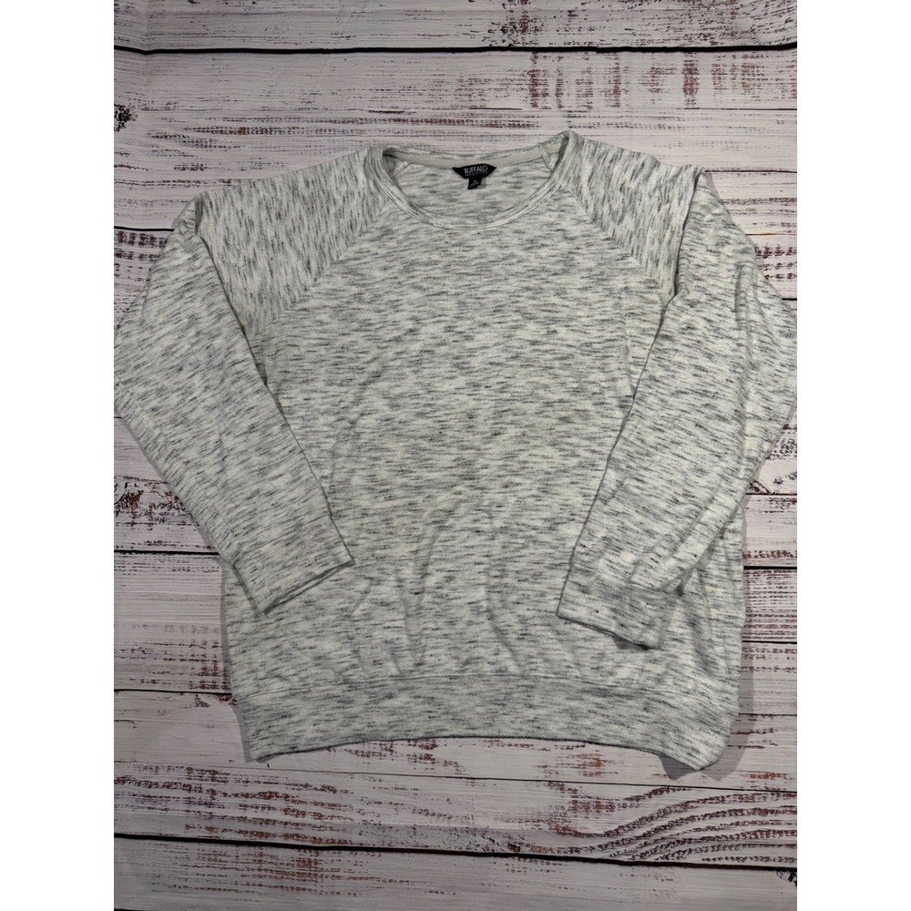 Buffalo David Bitton Womens XL Grey Space Dye Raglan Sleeve Sweatshirt Pullover